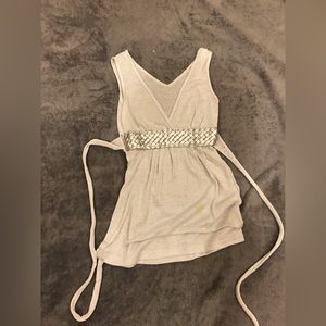 Y2K style silver top